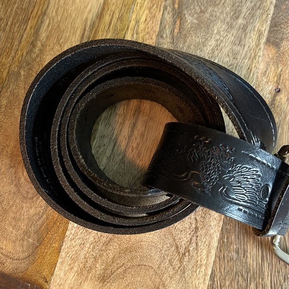 Vtg HARLEY DAVIDSON sz XXL 42-44 Embossed Eagle Belt Black Thick Leather Silver - Picture 8 of 16